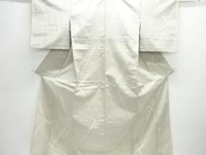 アンティーク　幾何学に抽象模様織出し十日町紬単衣着物